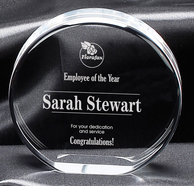 Circle Freestanding Acrylic Award - Small Clear