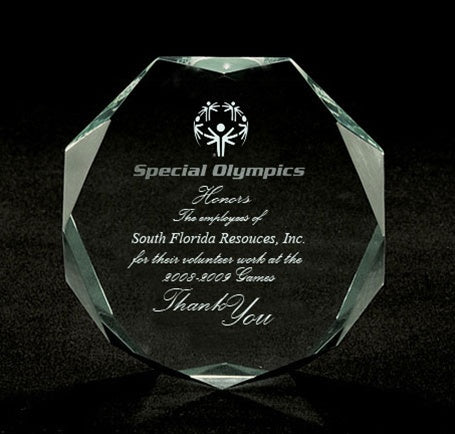 Octagon Acrylic Award - Medium Jade