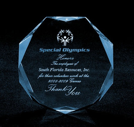 Octagon Acrylic Award - Large Blue