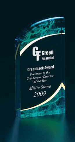 Rounded Marbleized Acrylic Award - Large Green