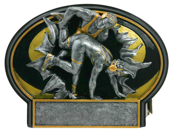 Wrestling Trophy Plate - Resin Award Figure