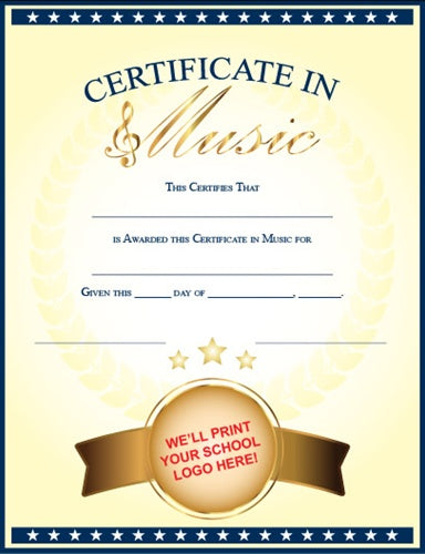 CUSTOM MUSIC CERTIFICATE - ELEGANT GOLD
