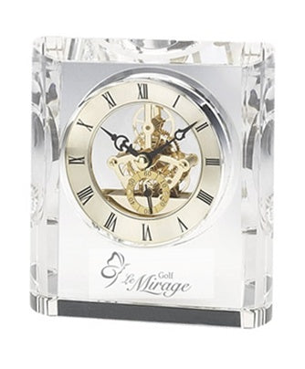 Crystal Block Clock - Round Bevel
