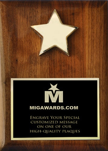Gold Star Casting Plaque - Walnut 9x12