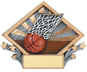 Diamond Color Plate - 6" Basketball Award