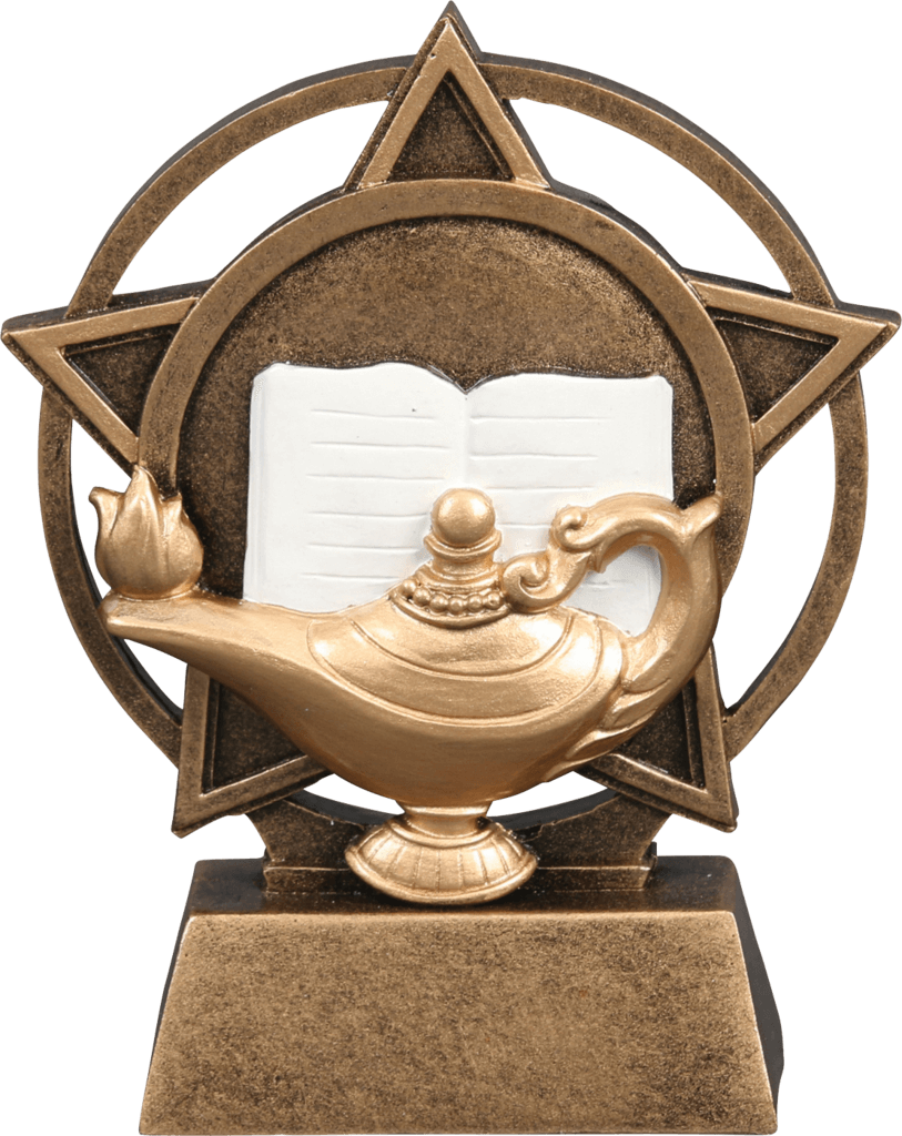 ORBIT SPORT RESIN AWARDS 4.5" LAMP OF KNOWLEDGE