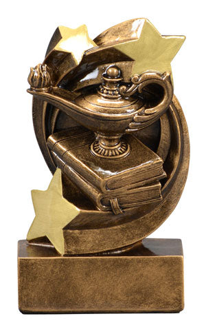 STAR SWIRL RESIN AWARD 5" LAMP OF KNOWLEDGE