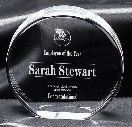 Circle Freestanding Acrylic Award - Large Clear