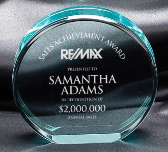 Circle Freestanding Acrylic Award - Large Jade