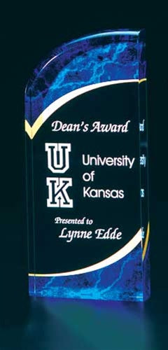 Rounded Marbleized Acrylic Award - Large Blue
