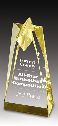 Star Tower Acrylic Award- Small Gold