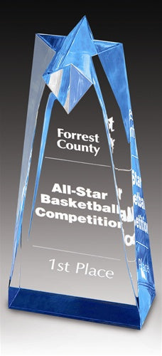 Star Tower Acrylic Award - Medium Blue