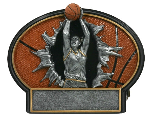 Female Basketball Trophy Plate - Resin Award Figure