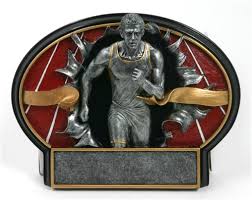 Male Track Trophy Plate - Burst Thru Resin Award Figure