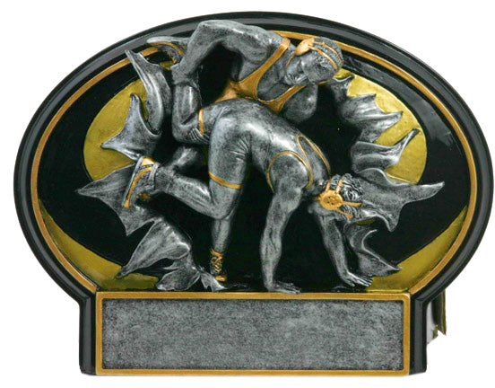 Wrestling Trophy Plate - Resin Award Figure