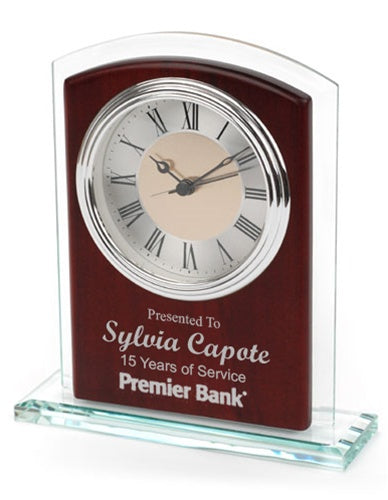 Glass & Wood Desk Clock