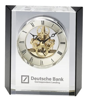 Crystal Block Clock with Black Trim