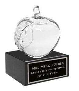 Crystal Apple on Marble Base