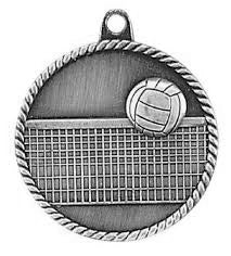 Volleyball Silver High Relief Medal
