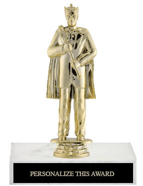 King Figure Trophy on white marble base