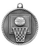 High Relief Medal - Basketball Silver