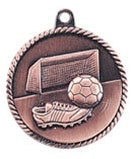 High Relief Medal - Soccer Bronze