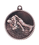High Relief Medal - Wrestler Bronze