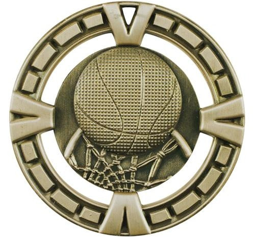 V-Line Medal - Gold Basketball