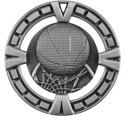 V-Line Medal - Silver Basketball