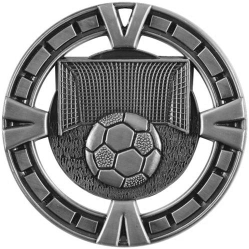 V-Line Medal - Silver Soccer