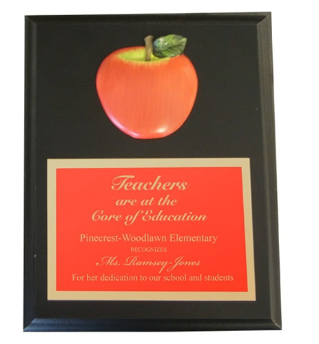 Resin Apple Plaque - Black 7x9