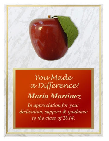 Wooden-Apple Plaque - White 7x9
