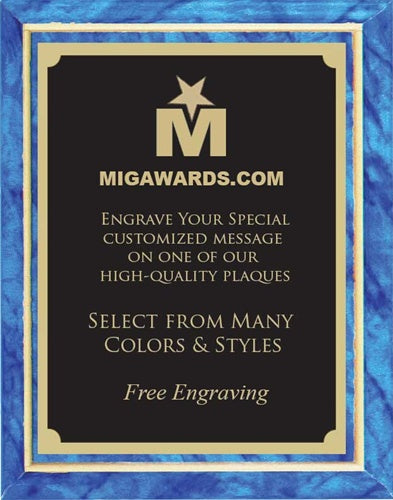 Designer Plaque Series Award - Blue & Gold 12x15