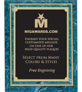 Designer Plaque Series Award - Teal & Gold 6x8