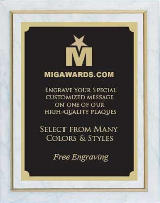 Designer Plaque Series Award - White & Gold 8x10