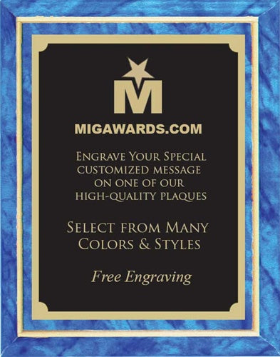 Designer Plaque Series Award - Blue & Gold 9x12