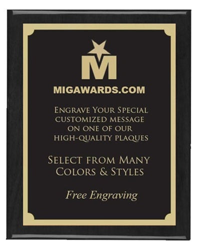 10x13 Piano Finish Plaque - Black / Gold