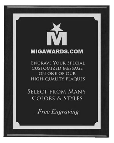 10x13 Piano Finish Plaque - Black / Silver