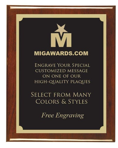 12x15 Piano Finish Plaque - Burgundy / Gold