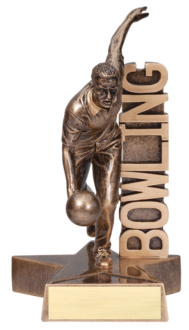 Bowling Male Trophy Figure - Billboard Resin Award