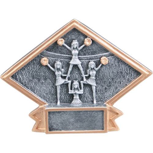 Diamond Silver Plate - 8" Cheerleading Award