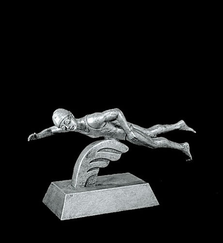 Resin Figures Trophy - Silver Swimming Female