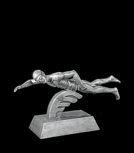 Resin Figures Trophy - Silver Swimming Male