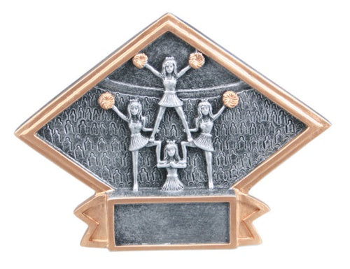Diamond Resin Plate - Cheerleading Award, Small, Silver/Gold