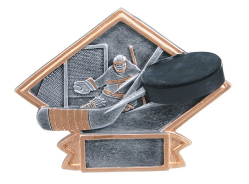 Diamond Resin Plate - Hockey Award, Small, Silver/Gold