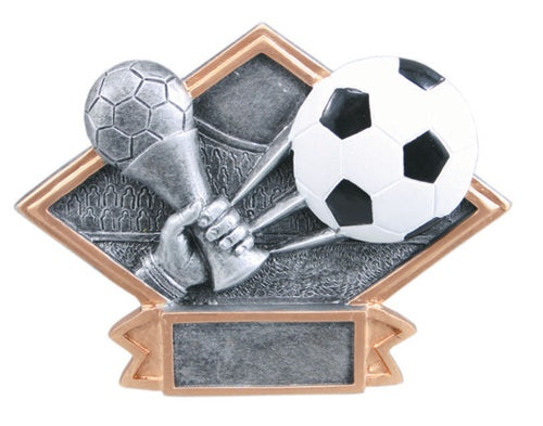 Diamond Resin Plate - Soccer Award, Small, Silver/Gold