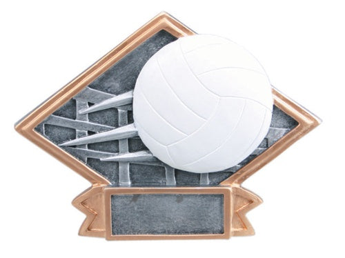 Diamond Resin Plate - Volleyball Award, Small, Silver/Gold