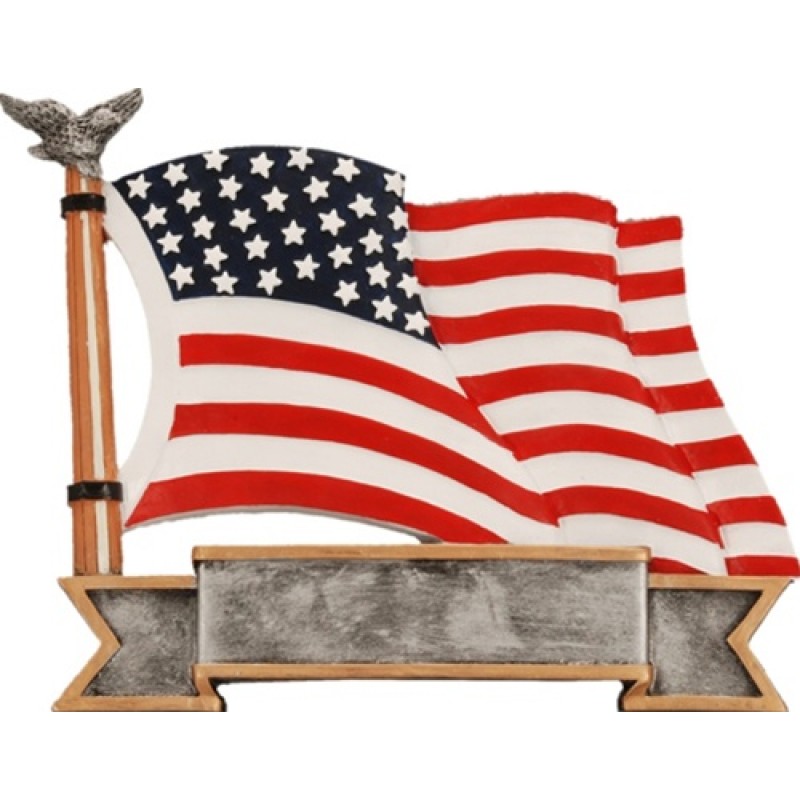US Flag Trophy Award Figure Plate
